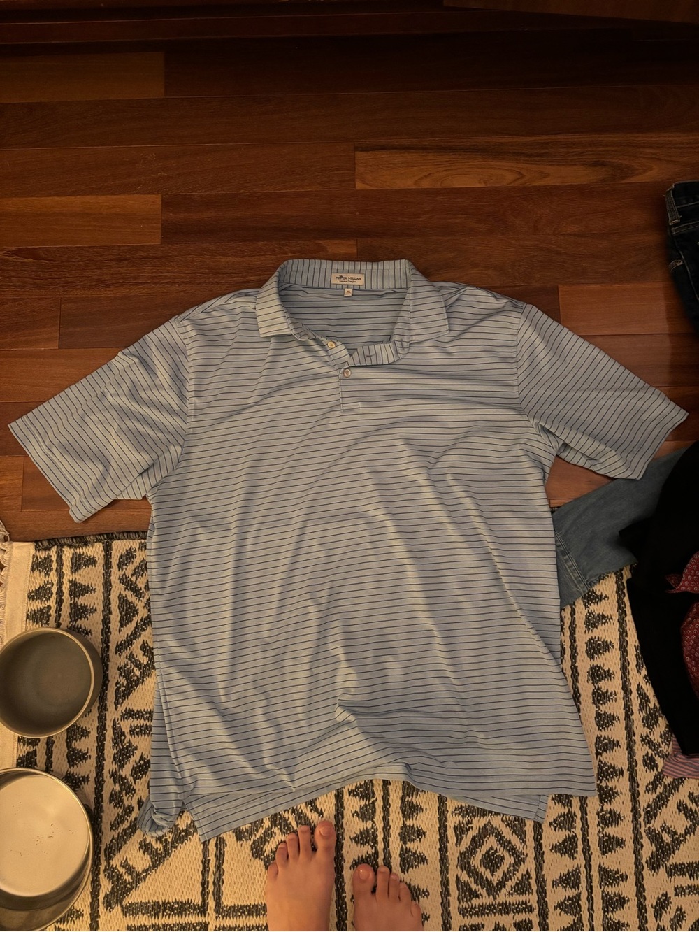 Peter Millar Blue and Navy Striped Polo Shirt